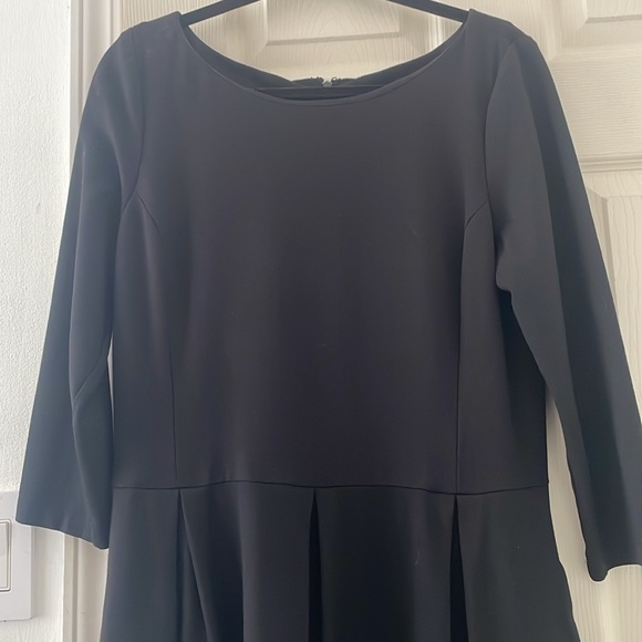 Banana Republic Black A-Line Dress 3/4 Sleeve Crew Neck - Picture 3 of 8